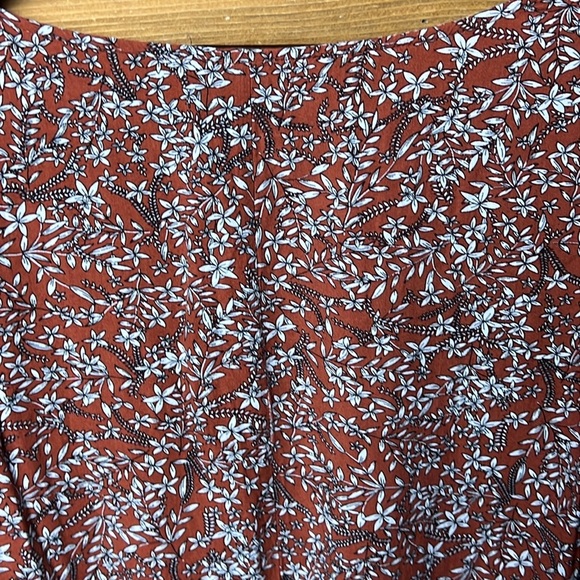 SHEIN Womens Over Floral Print Flounce Long Sleeve Bardot Dress M rust blue Mini - Picture 6 of 8